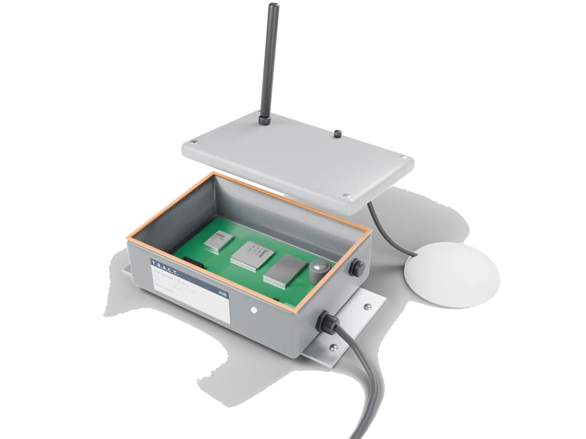 The truck Hub with its lid lifted, showing the board and the ethylene cell